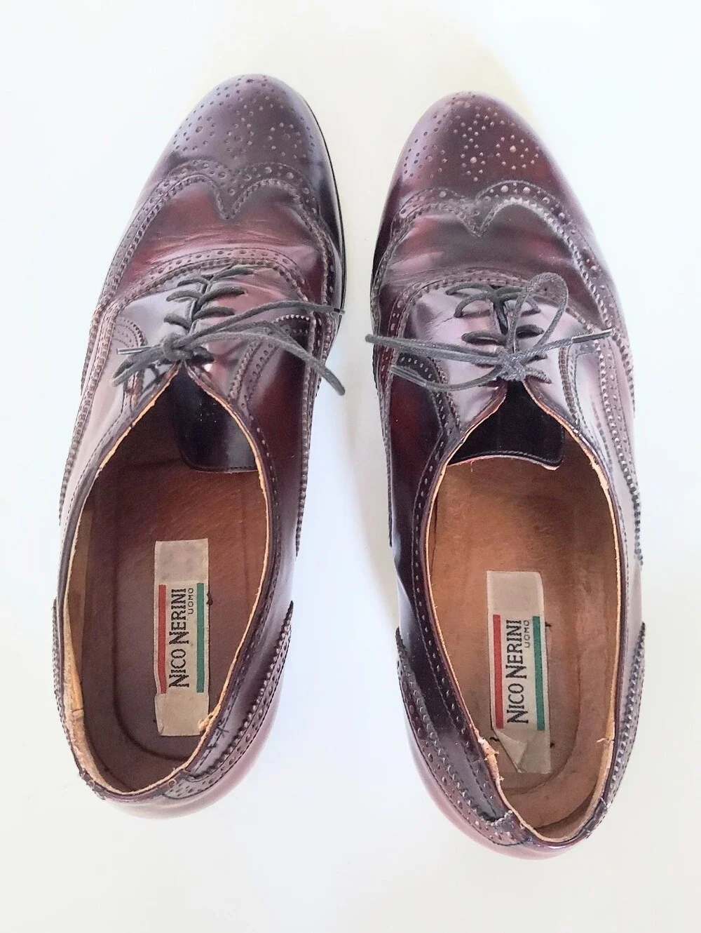 Nico Nerini Italy Dress Shoes Mens 11 D Burgundy Leather Oxfords